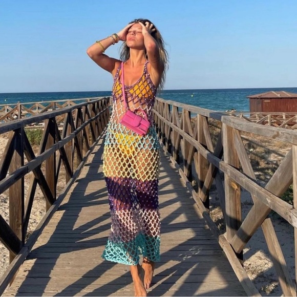 CeliaB Klaus Dress - Crochet Beaded cover up for beach - Picture 3 of 9